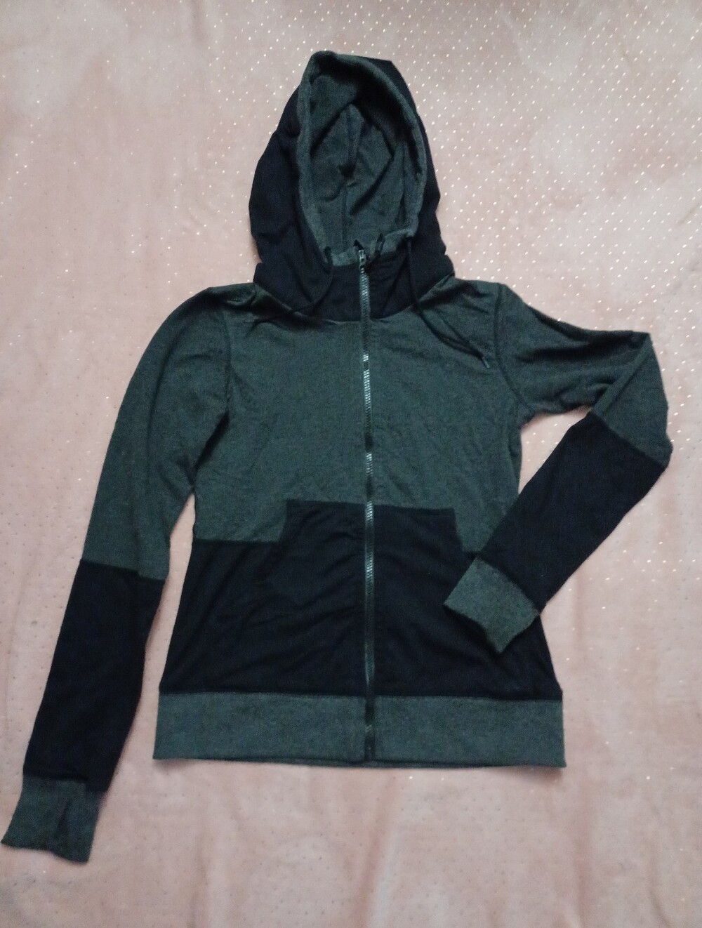 lululemon athletica Two-Tone Hooded Zip Jacket - Gray & Black